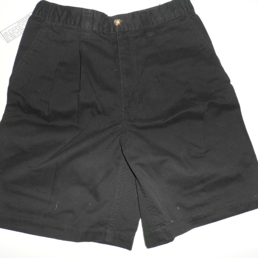 Men's Basic Editions Pleated Shorts with Side Elastic Waist - Size: 30 - Black